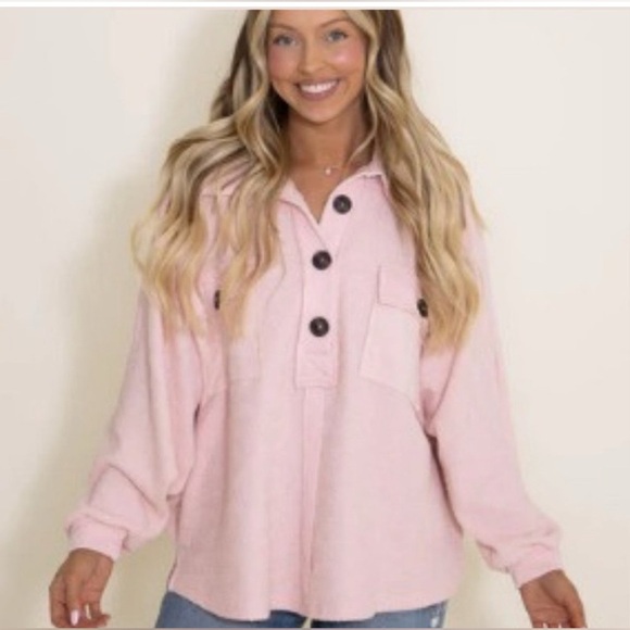 Bucket List Soft Pink Pull Over Women's Oversized Slouchy Baggy - Picture 1 of 10